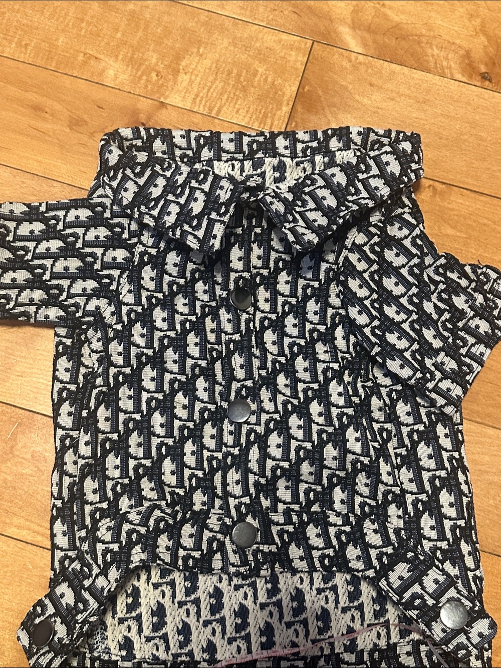 Designer Monogram Button-Up Dog Jacket - Picture 9 of 9